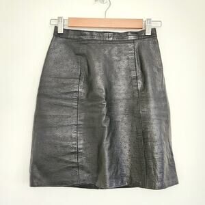 Vintage Black Ostrich Leather Skirt Sz XS/S